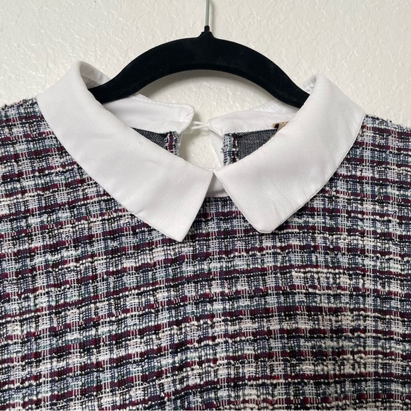 Misia woman’s faux 2 in one tweed blouse top M petter pan collar preppy feminine - Picture 6 of 13